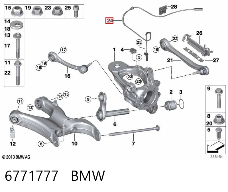6771777 BMW Czujnik ABS tylny