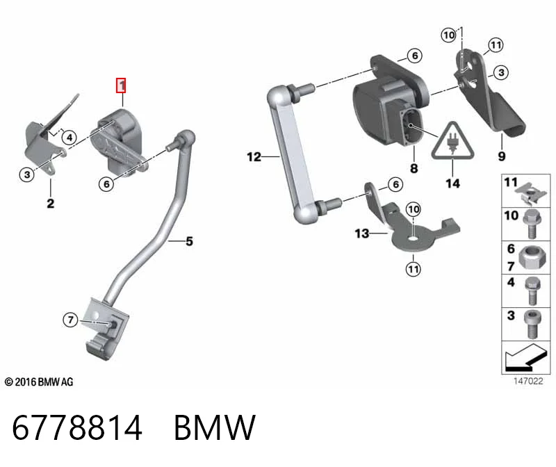 6778814 BMW Czujnik położenia pojazdu przedni