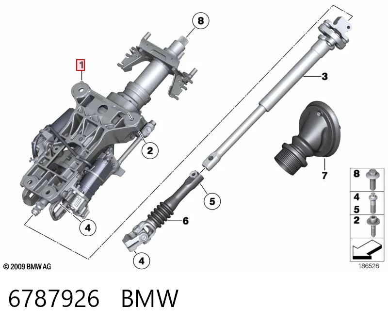 Kolumna (wał) kierownicza (kierownicy) do BMW 7  F01, F02, F03, F04