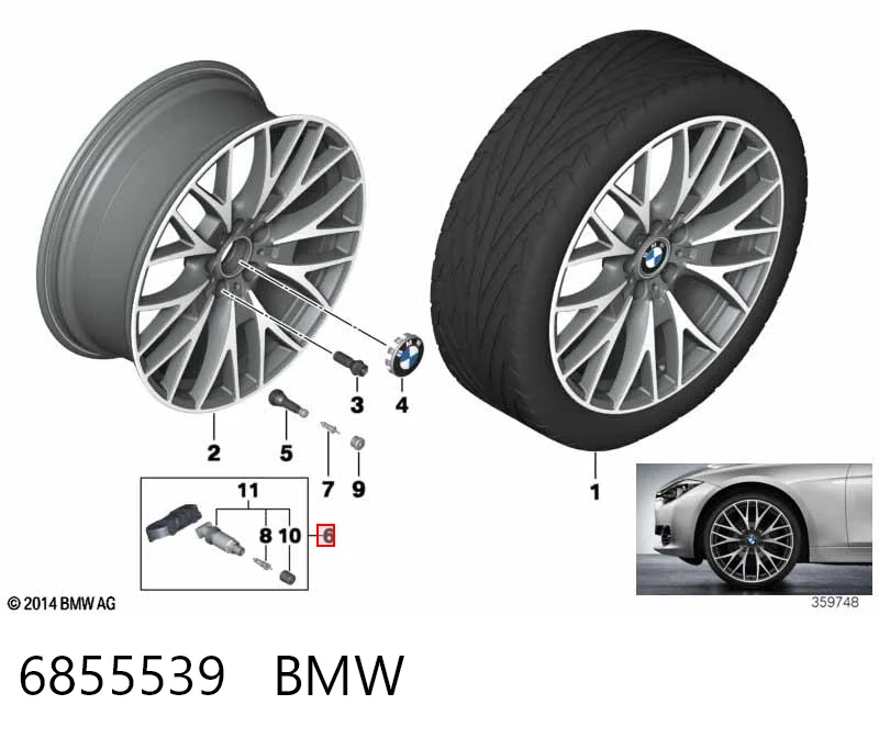 6855539 BMW Czujnik ciśnienia w oponach