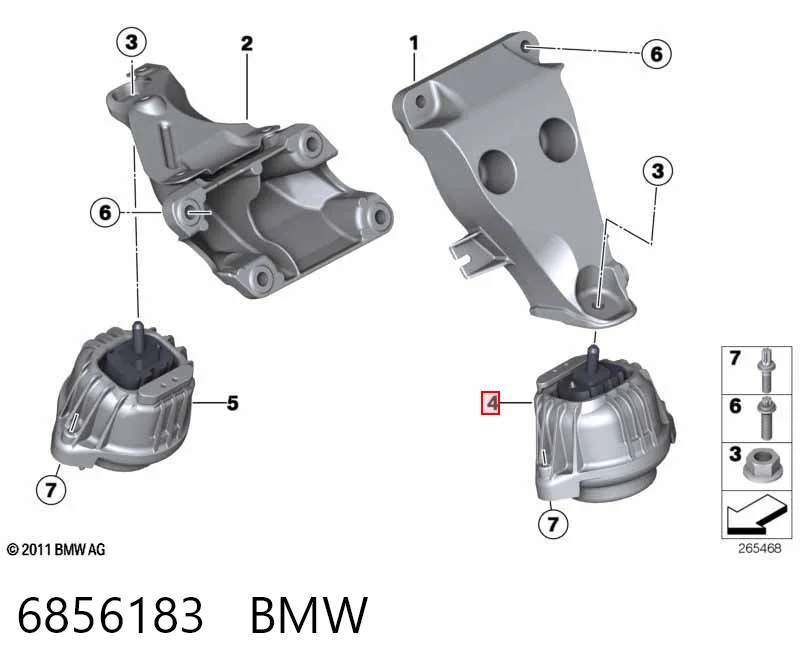 6856183 BMW Poduszka (podpora) silnika lewa