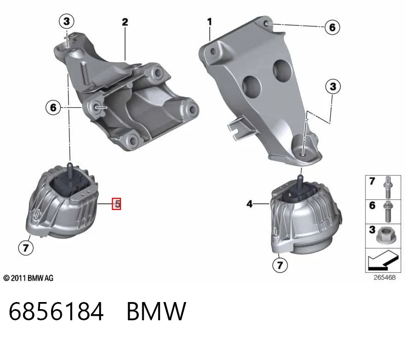 6856184 BMW Poduszka (podpora) silnika prawa