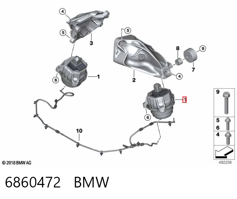 6860472 BMW Poduszka (podpora) silnika prawa