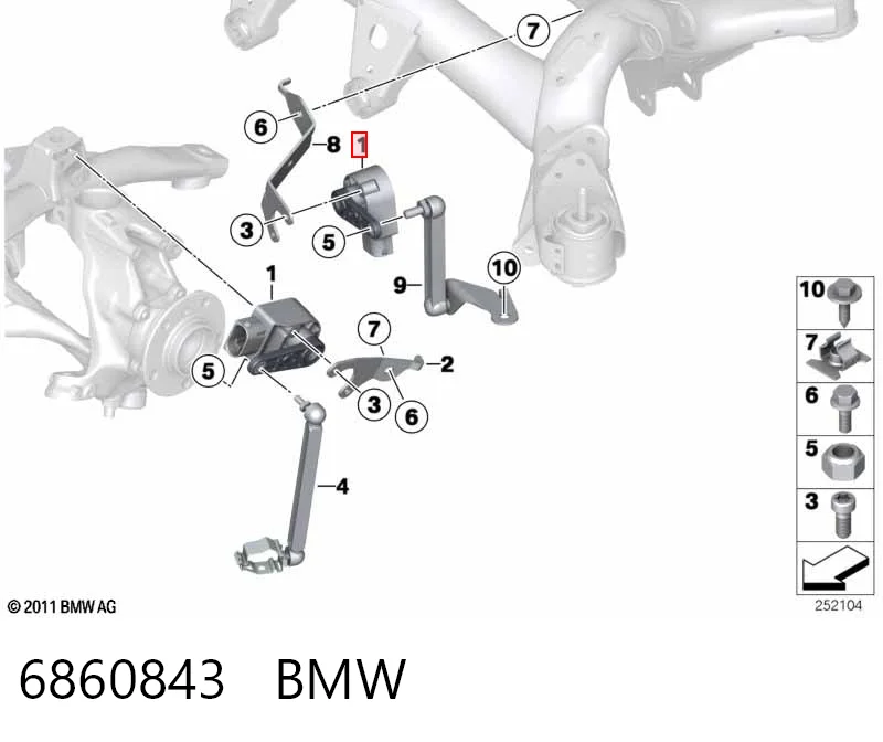 6860843 BMW Czujnik poziomowania karoserii tylny