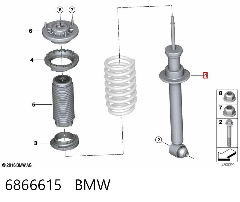 6866615 BMW Amortyzator tylny