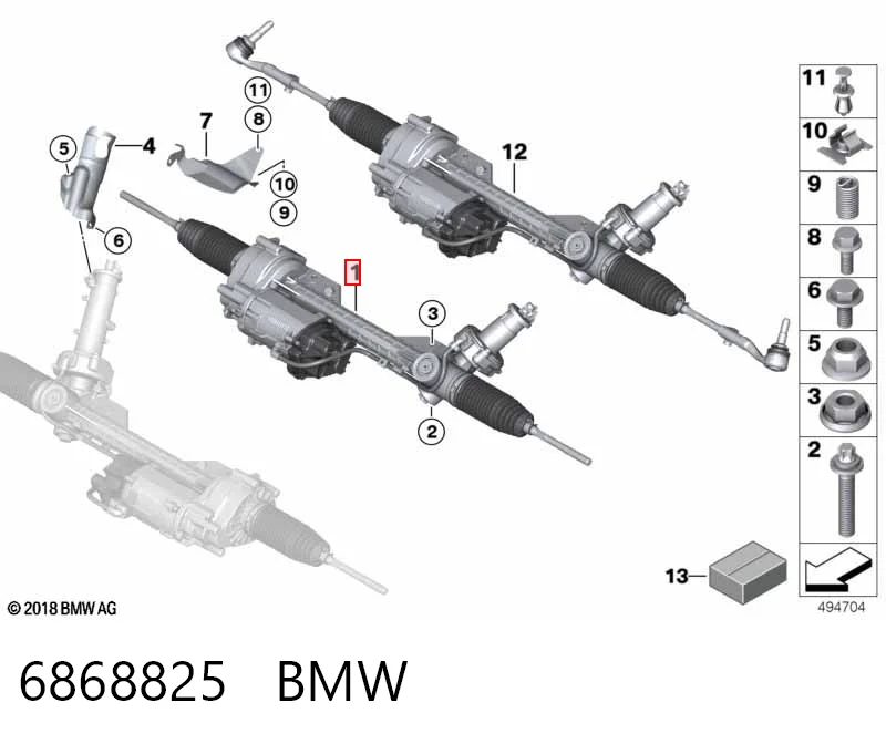 6868825 BMW Listwa kierownicza (maglownica)