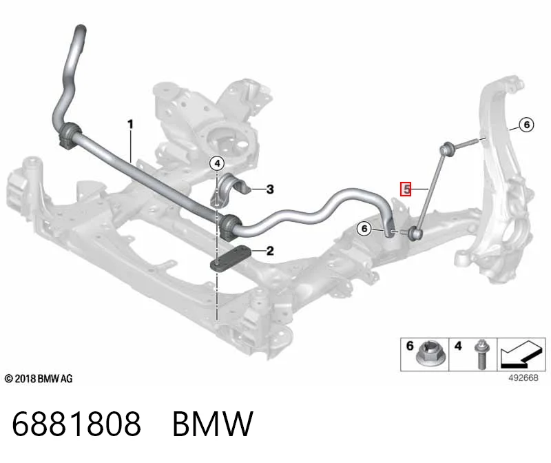6881808 BMW Łącznik stabilizatora przedniego prawy