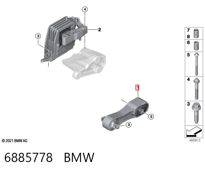 6885778 BMW Poduszka (podpora) silnika tylna