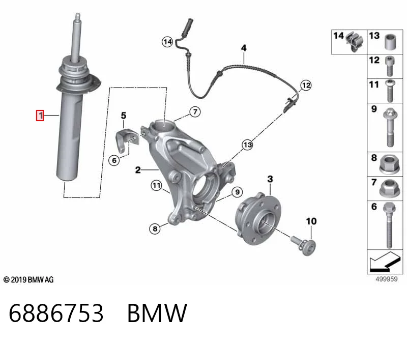 6886753 BMW Amortyzator przedni lewy
