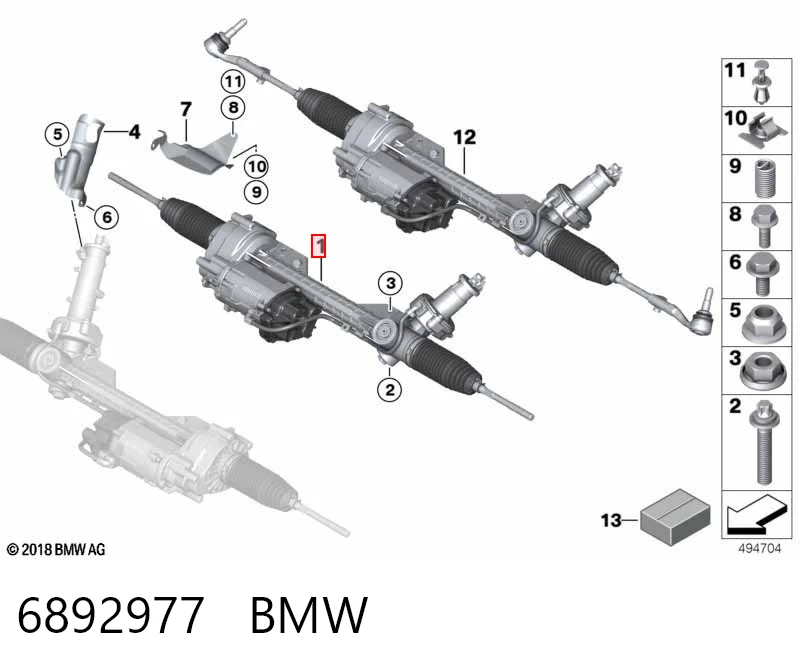 6892977 BMW Listwa kierownicza (maglownica)