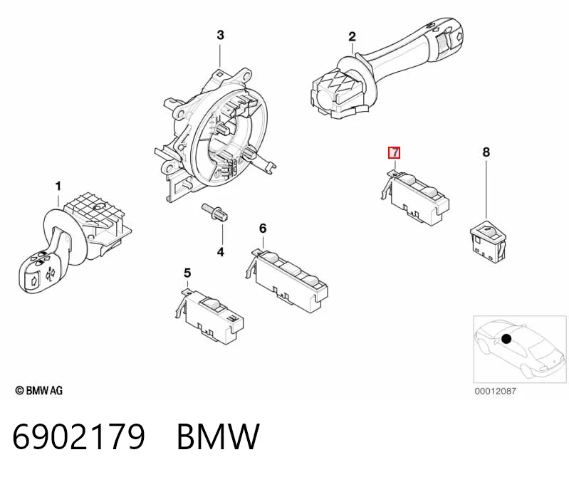 6902179 BMW Włącznik przyciskowy podnośnika szyby przedni prawy