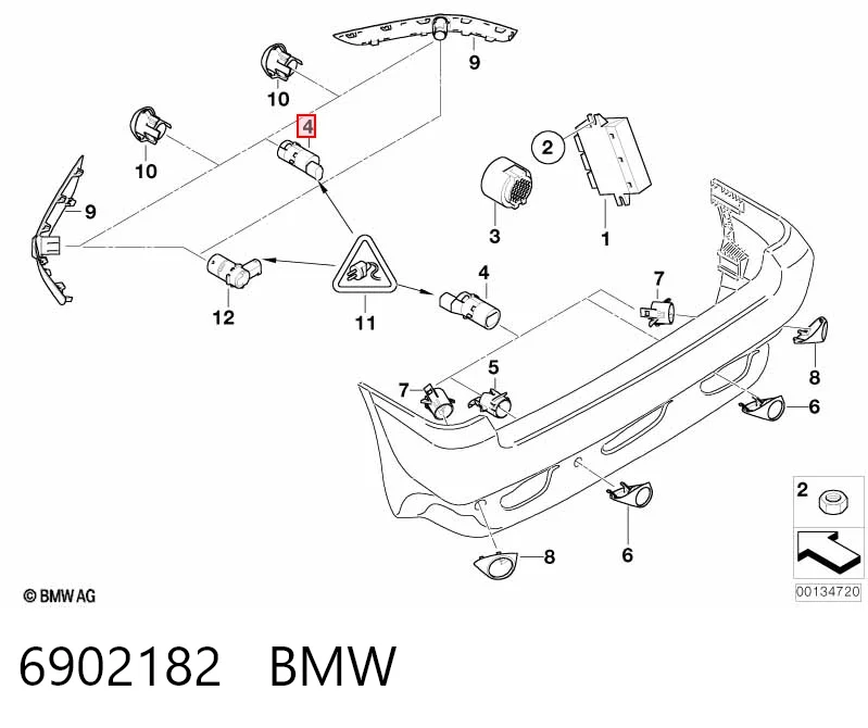 6902182 BMW Czujnik parkowania tylny