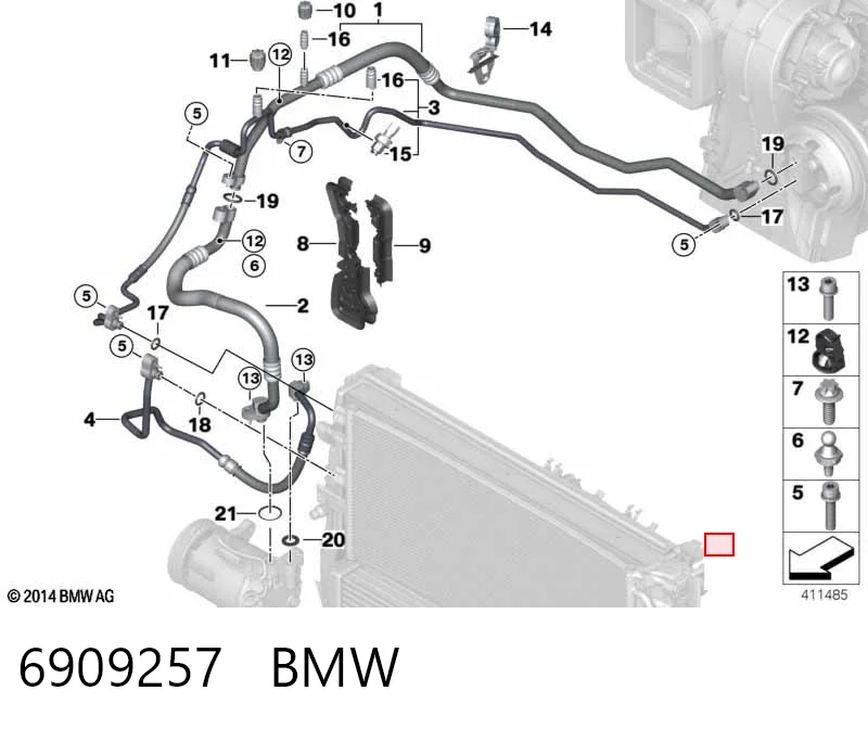 6909257 BMW Czujnik ciśnienia bezwzględnego klimatyzacji