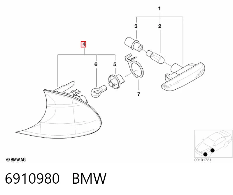 Do koszyka Kierunkowskaz prawy BMW 3  E46