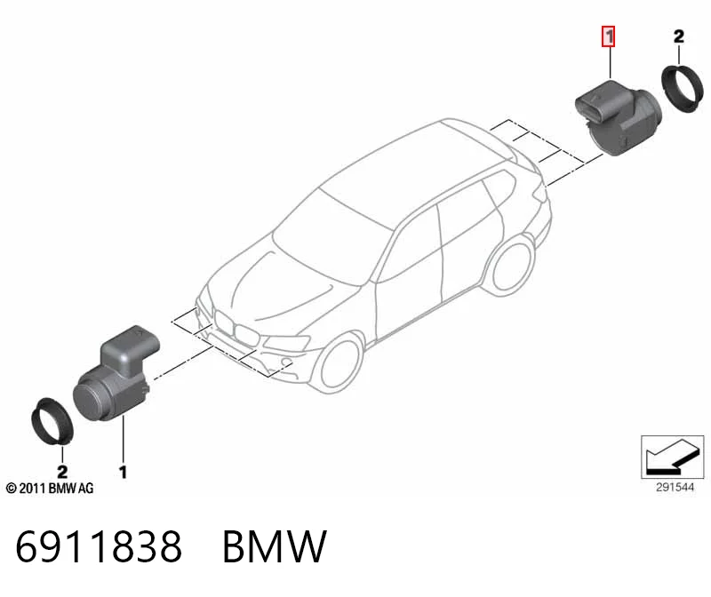 6911838 BMW Czujnik parkowania przedni/tylny środkowy