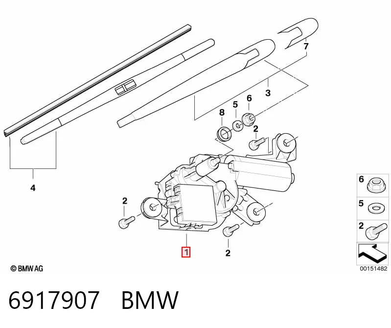 6917907 BMW Silniczek wycieraczki tylnej szyby