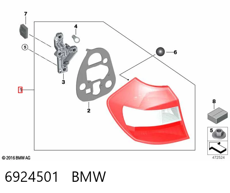Lampa zespolona tylna lewa BMW 1 hatchback (E81) (2006 - 2012) cena, od 70,46 USD