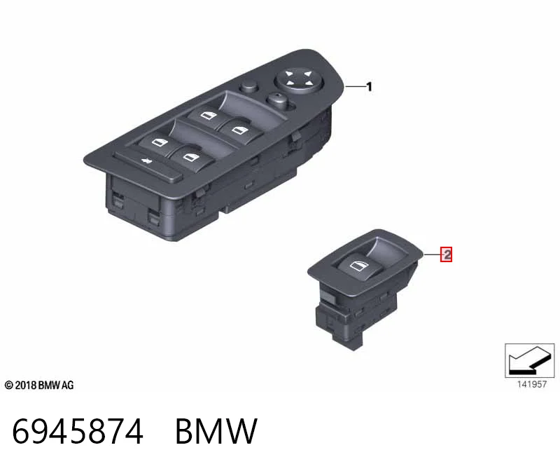 6945874 BMW Włącznik przyciskowy podnośnika szyby przedni prawy