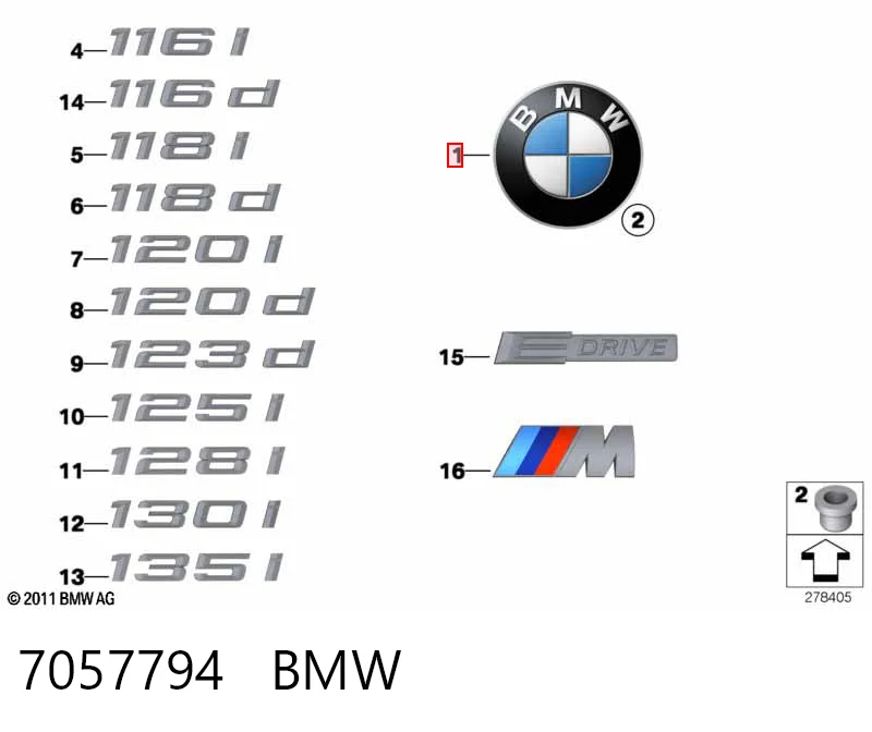 7057794 BMW Emblemat na klapę bagaznika (znaczek firmowy)