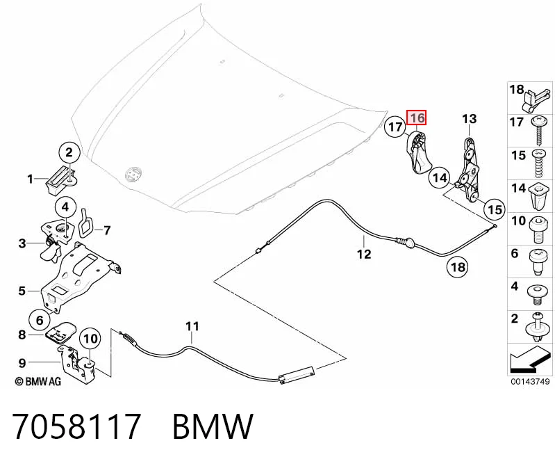 7058117 BMW Rączka otwierania maski