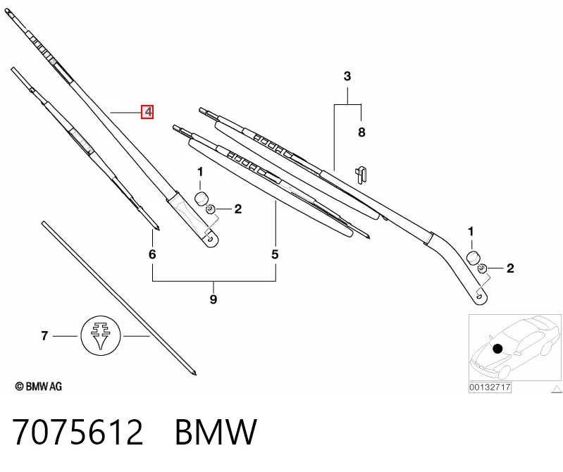 Ramię wycieraczki szyby przedniej BMW X5 SUV (E53) (2000 - 2006) cena, od 51,46 USD