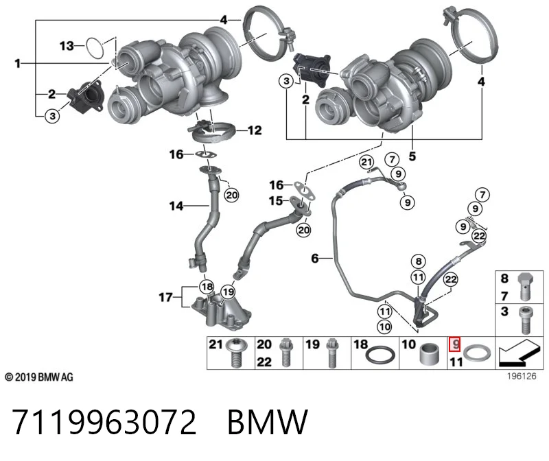 7119963072 BMW Uszczelka przewodu dopływu oleju do turbiny