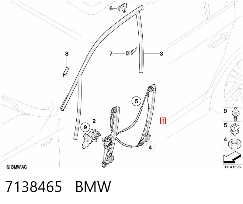 Do koszyka Mechanizm podnoszenia szyby drzwi przednich lewych BMW 1  E81