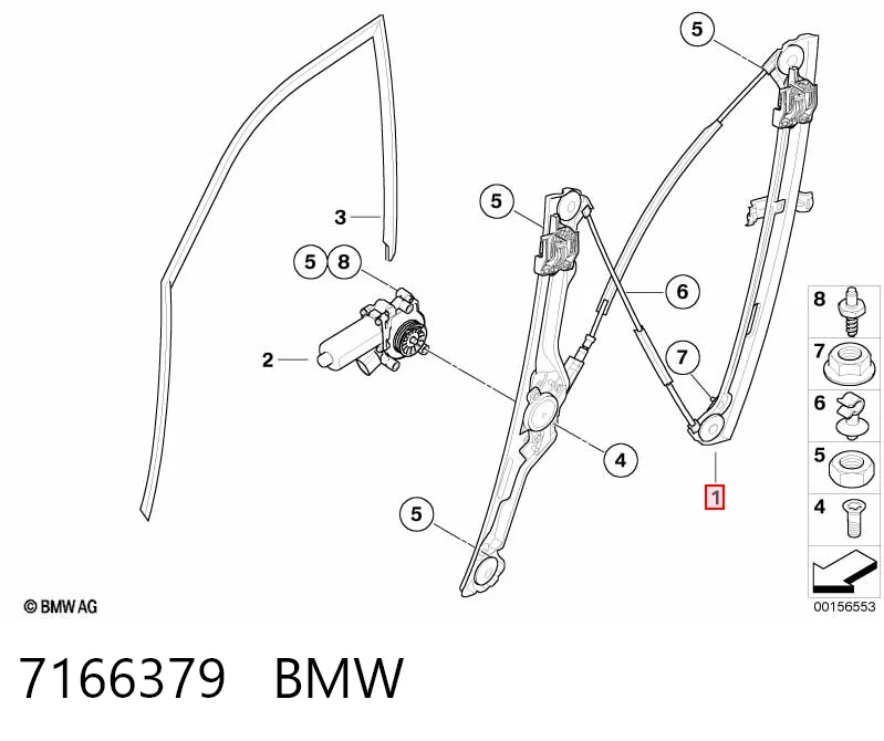  Mechanizm podnoszenia szyby drzwi przednich lewych BMW X5 