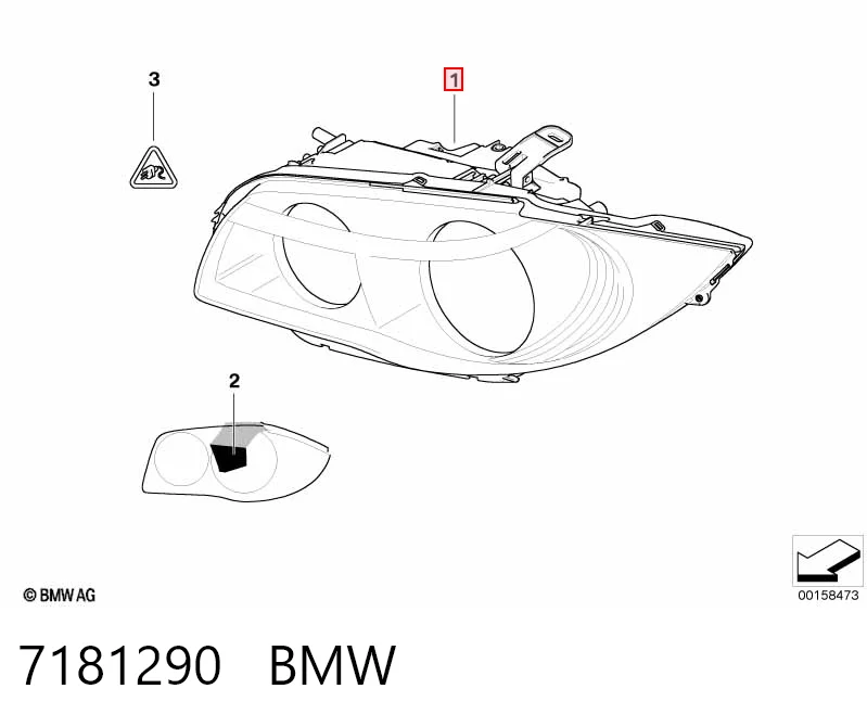 7181290 BMW Reflektor prawy