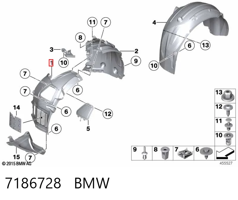 Nadkole błotnika przedniego prawe przednie 7186728 Mercedes
