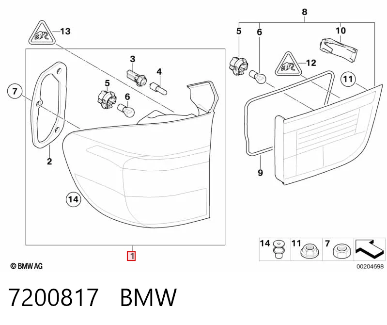 7200817 BMW Lampa zespolona tylna lewa zewnętrzna