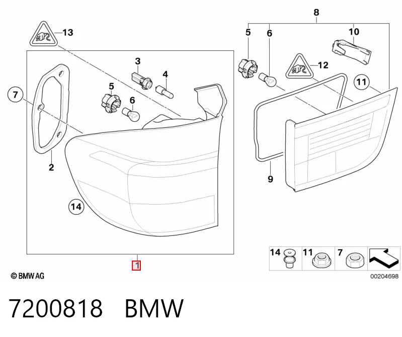 7200818 BMW Lampa zespolona tylna prawa zewnętrzna