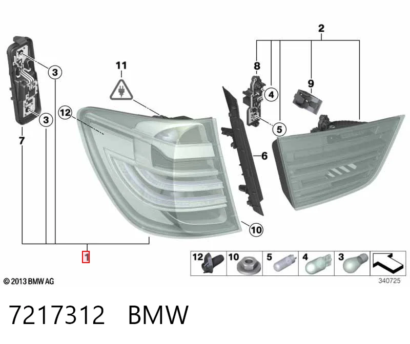 7217312 BMW Lampa zespolona tylna prawa zewnętrzna