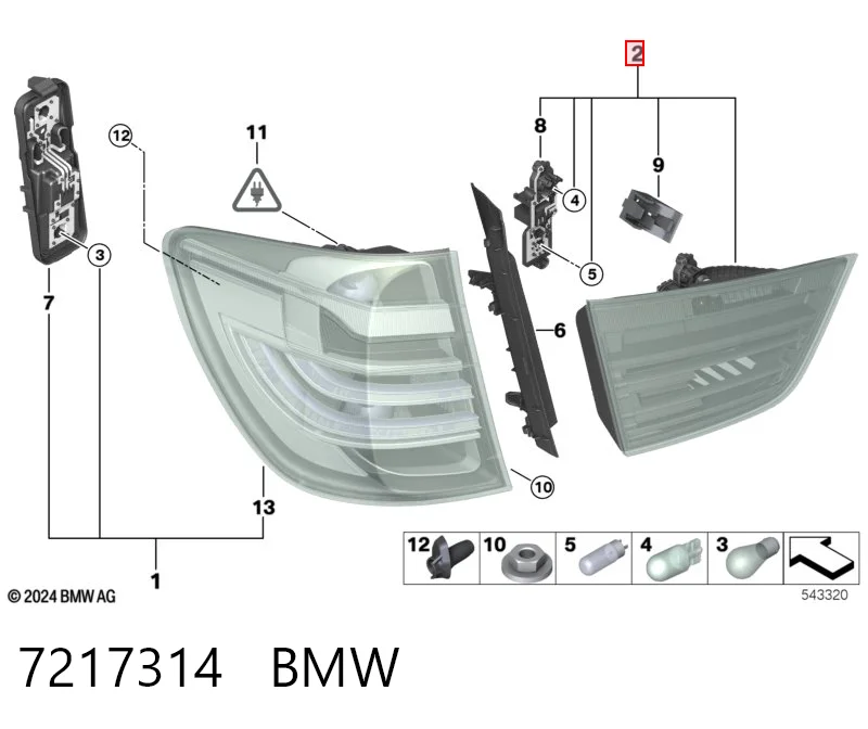 7217314 BMW Lampa zespolona tylna prawa wewnętrzna