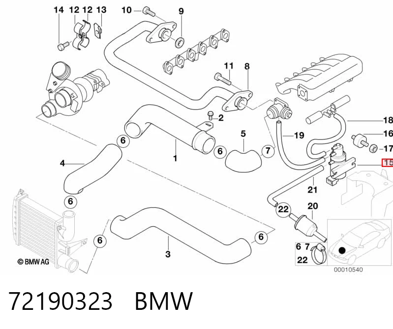 72190323 BMW Przetwornik ciśnienia (solenoid) doładowania