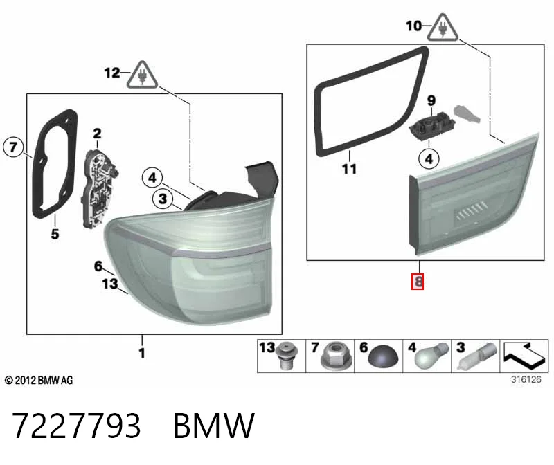 7227793 BMW Lampa zespolona tylna lewa wewnętrzna