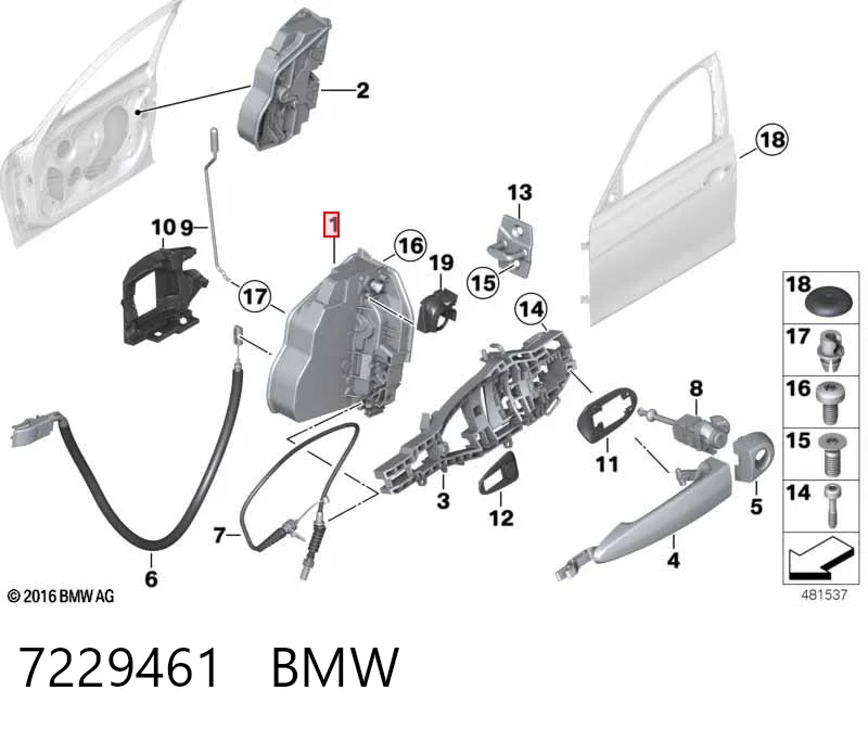 7229461 BMW Zamek drzwi przednich lewych
