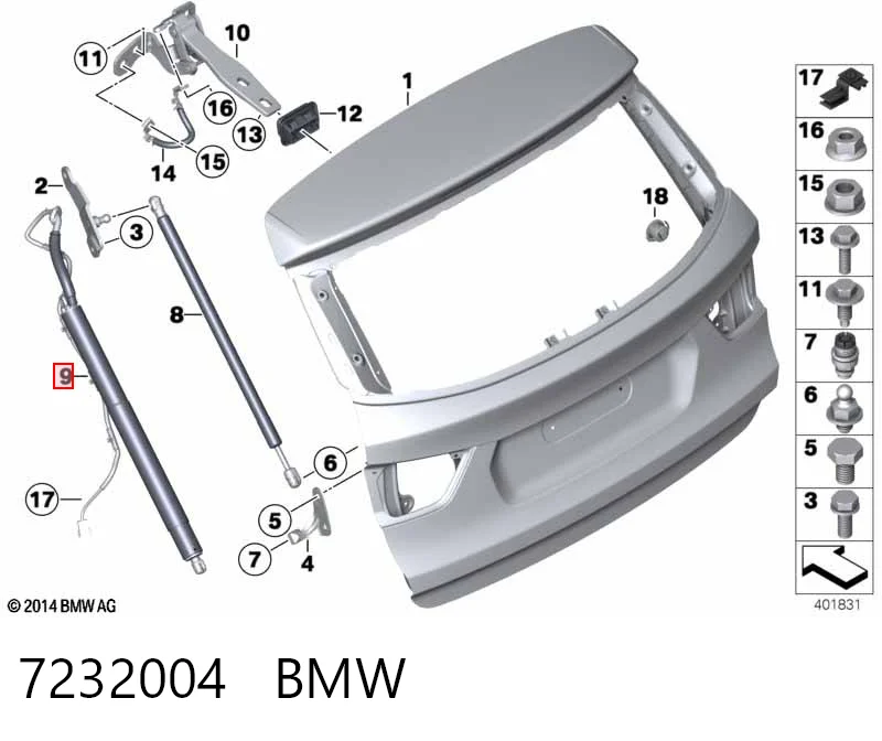 7232004 BMW Amortyzator klapy bagażnika (3/5 drzwi-tylnych)
