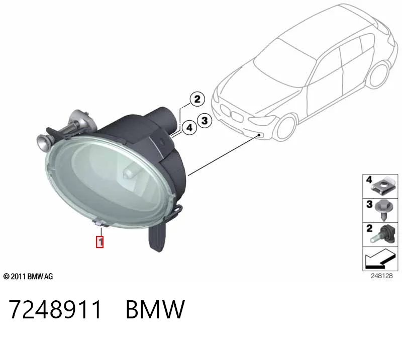 7248911 BMW Lampa przeciwmgielna lewa