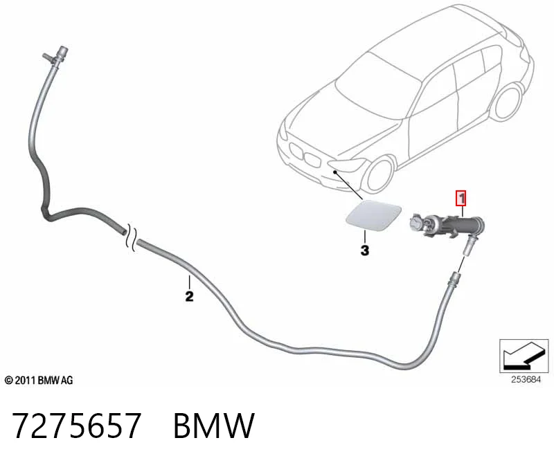 7275657 BMW Dysza spryskiwacza reflektora przedniego lewego