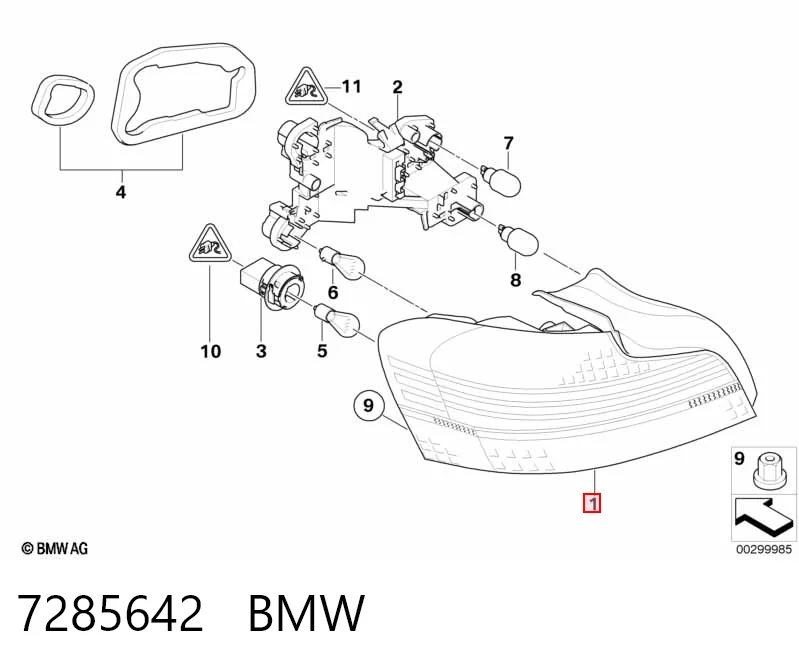 Lampa zespolona tylna prawa BMW X5 SUV (E70) (2007 - 2013) cena, od 163,52 USD