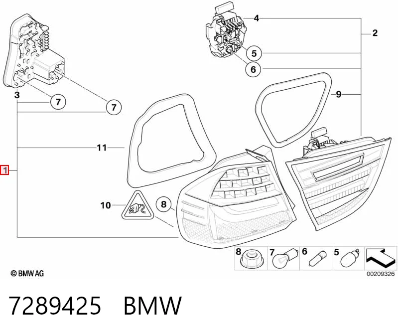 7289425 BMW Lampa zespolona tylna lewa zewnętrzna