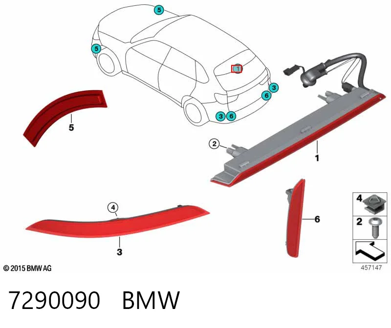 7290090 BMW Lampa stop tylna dodatkowa