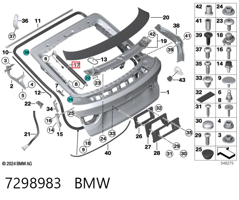 7298983 BMW Amortyzator klapy bagażnika (3/5 drzwi-tylnych)