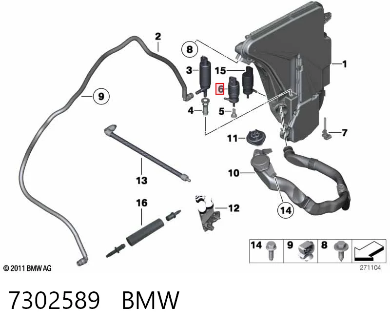 7302589 BMW Pompka spryskiwacza szyby przedniej