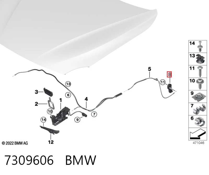 7309606 BMW Rączka otwierania maski