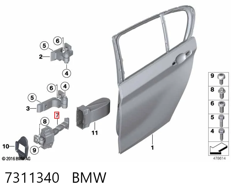 7311340 BMW Ogranicznik drzwi tylny lewy