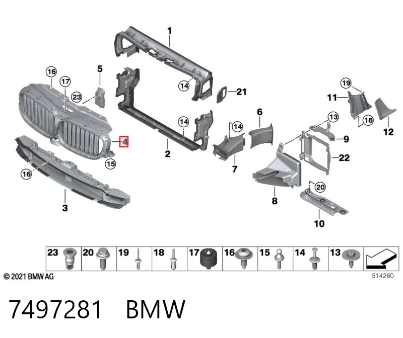 7497281 BMW Atrapa chłodnicy