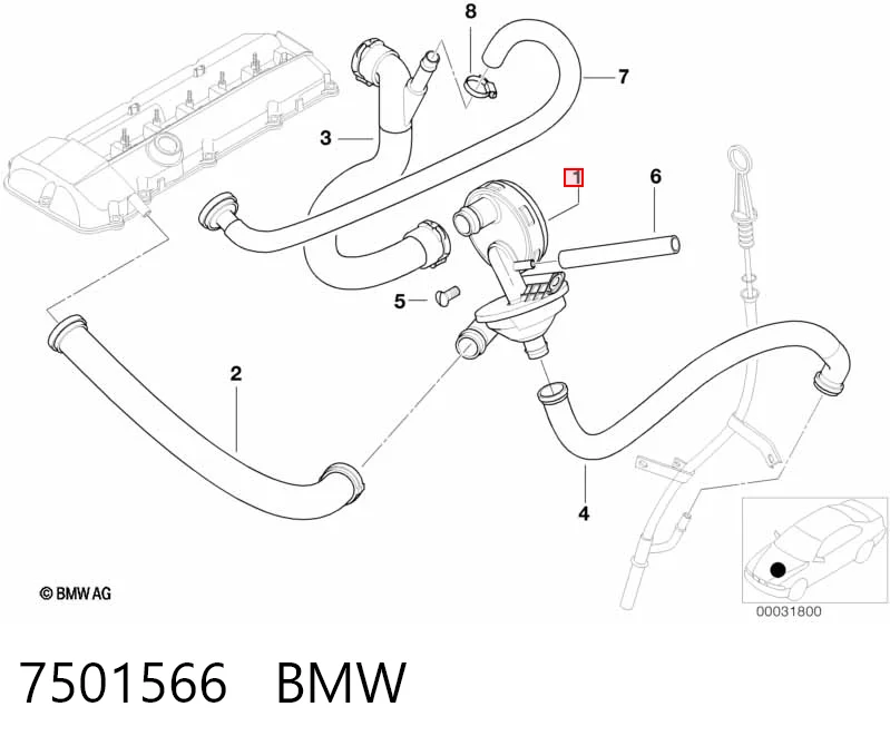 7501566 BMW Zawór PCV odpowietrzający silnik