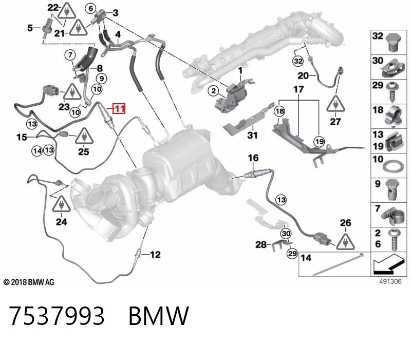 7537993 BMW Sonda lambda czujnik tlenu przed katalizatorem